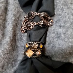 Pewter Onyx and Orange Ring & Bracelet set Ring Size 7 Bracelet 7 inches long